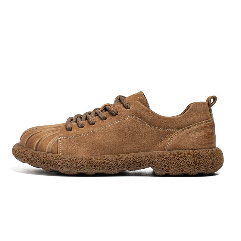 Men's Cowhide Platform Summer Retro Flat Bottom Breathable Men's Casual Shoes