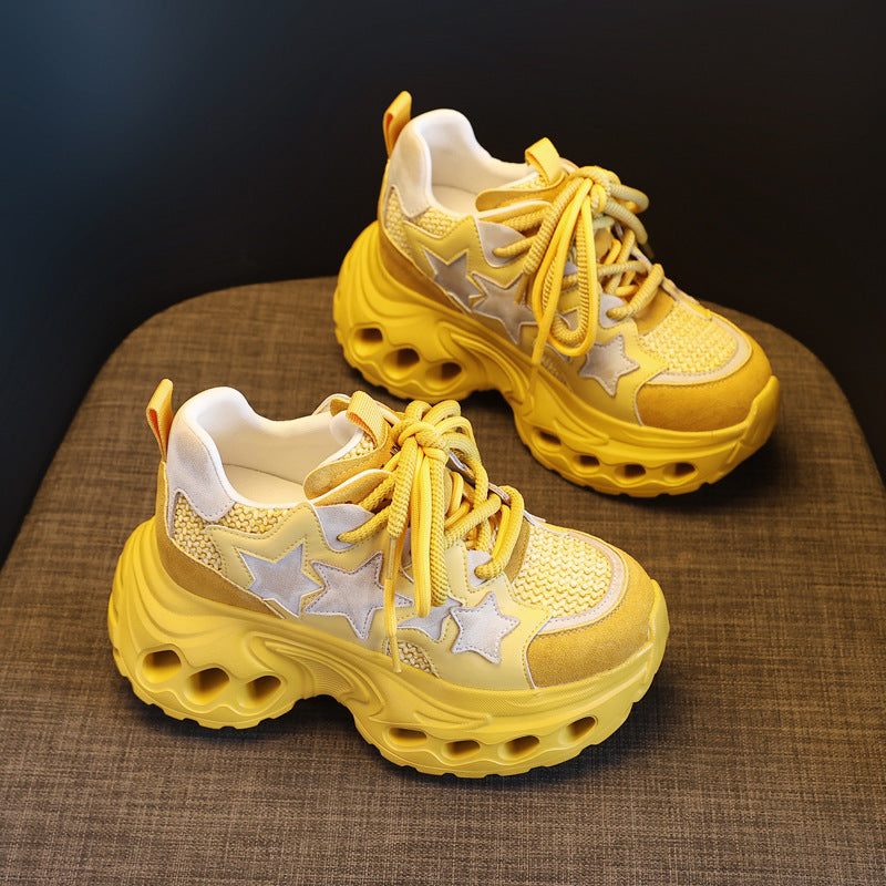 Women's Height Increasing Insole Mesh Surface Clunky Spring Muffin Sports Casual Shoes
