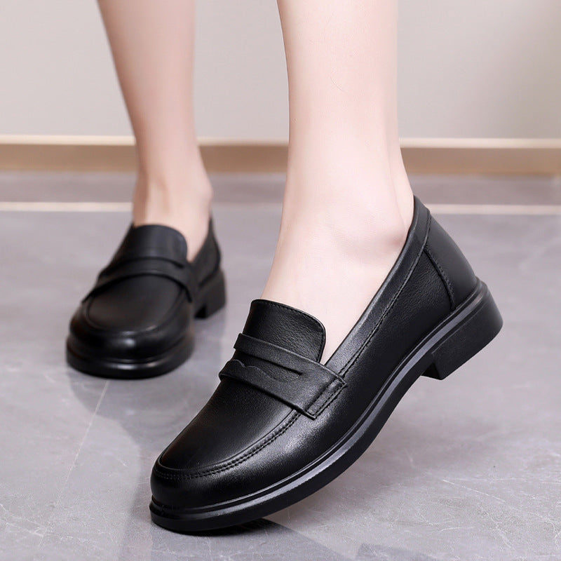 Women's Spring Simple Top Layer Cowhide Korean Loafers
