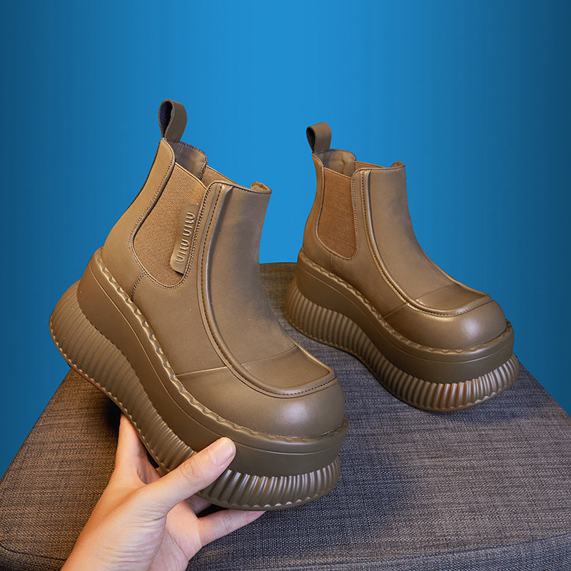 Women's Thick-soled Smoke Pipe Chelsea Elevator Ankle Boots