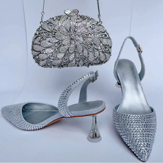 Luxury Fashion Diamond Pointed Wedding Crystal High Heeled Sandals