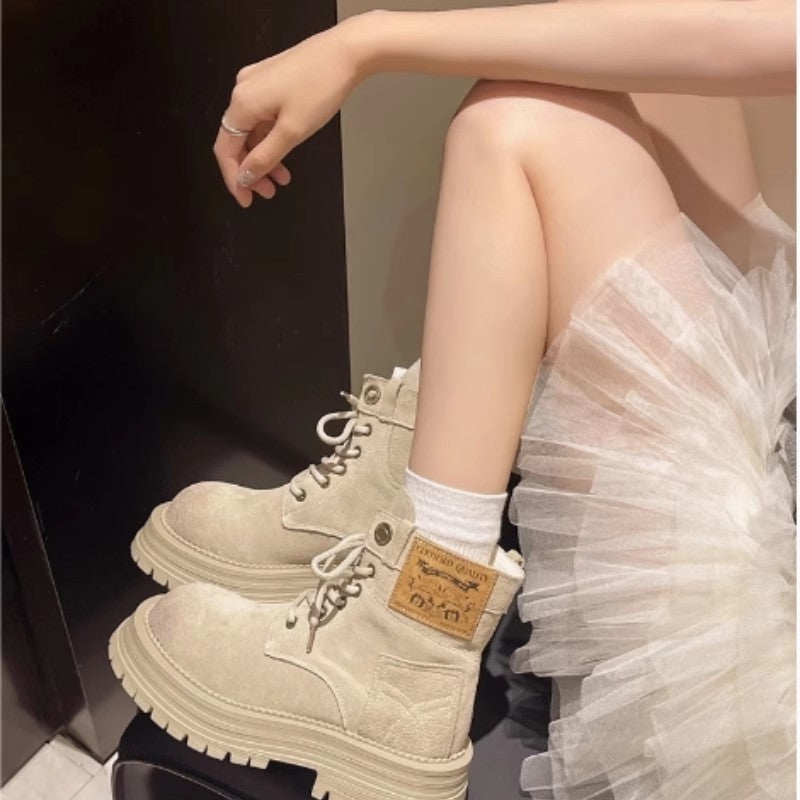 Women's Thick-soled Fried Street Matte Retro Rub Boots