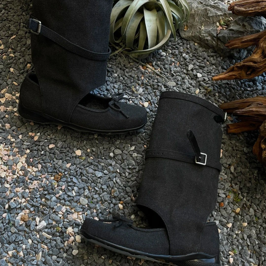 Summer Design Square Head Bow Chunky Boots