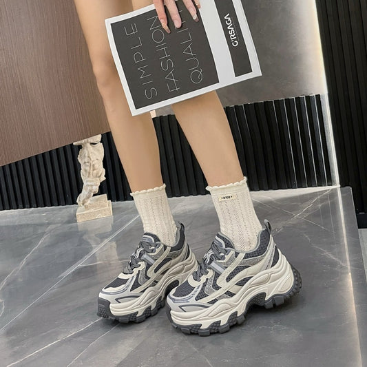 Women's Autumn Muffin Platform Dad Retro Mesh Increased Women's Sports Shoes