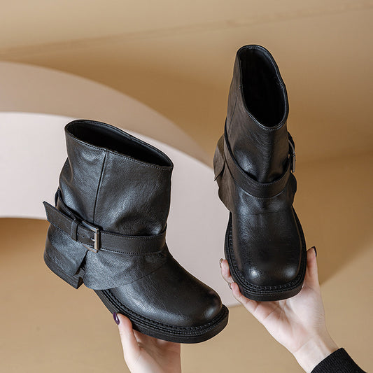 Women's Black Martin Autumn Platform Pants Pile Boots