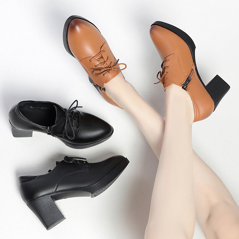 Women's Up Black High Single-layer Genuine Soft Women's Fashion Shoes