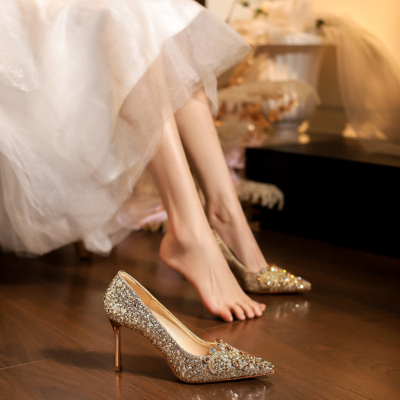 Women's High Stiletto French Wedding High-grade Dress Pumps Dignified Women's Fashion Shoes
