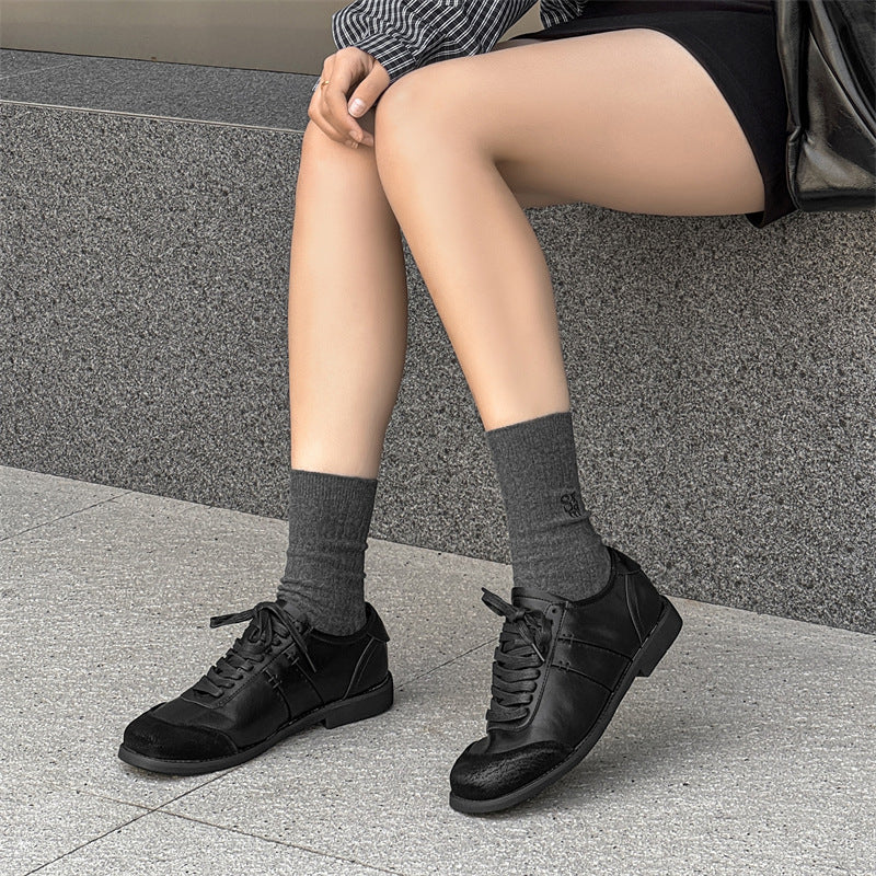 Women's & Men's High-grade Training British Style White German Men's Casual Leather Shoes