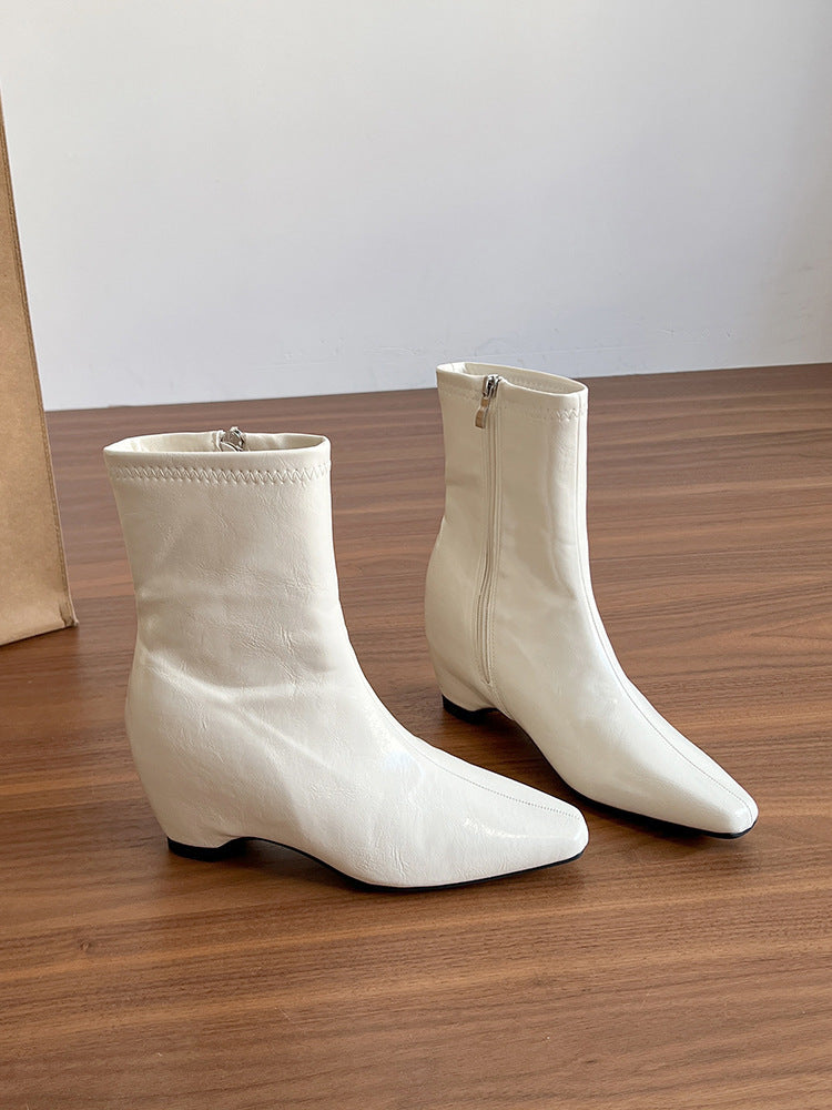 Version Not Tired Feet Small Height Increasing Insole French Skinny Women's Leather Boots
