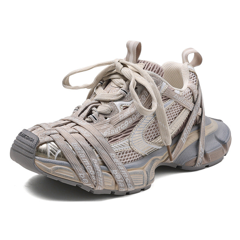 Women's Summer Spider Woven Dad Distressed Platform Sports Casual Shoes