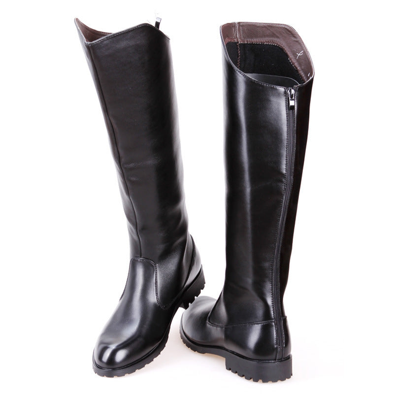 Men's Zipper Pointed Trendy Riding Outdoor Fashionable Martin Men's Leather Boots