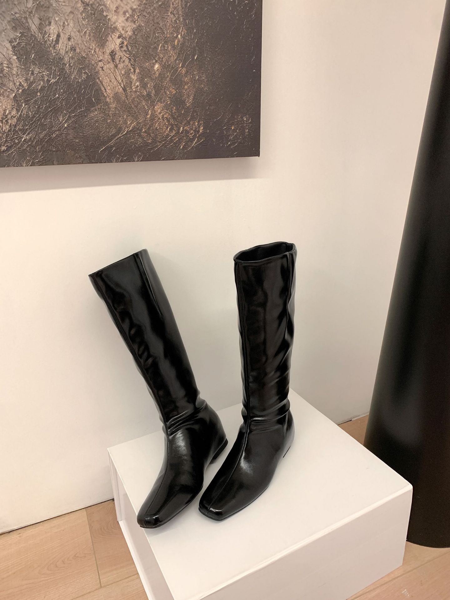 Women's Height Increasing Insole Head Flat Bottom Women's Leather Boots