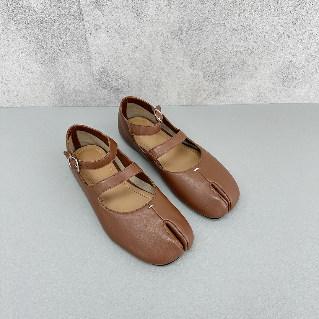 Women's Niche Low Buckle Soft Bottom Sheepskin Mary Heels
