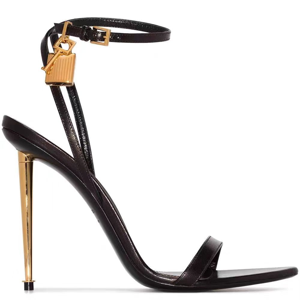 Metal Fastener With Fresh Comfortable Open Toe High Heeled Sandals