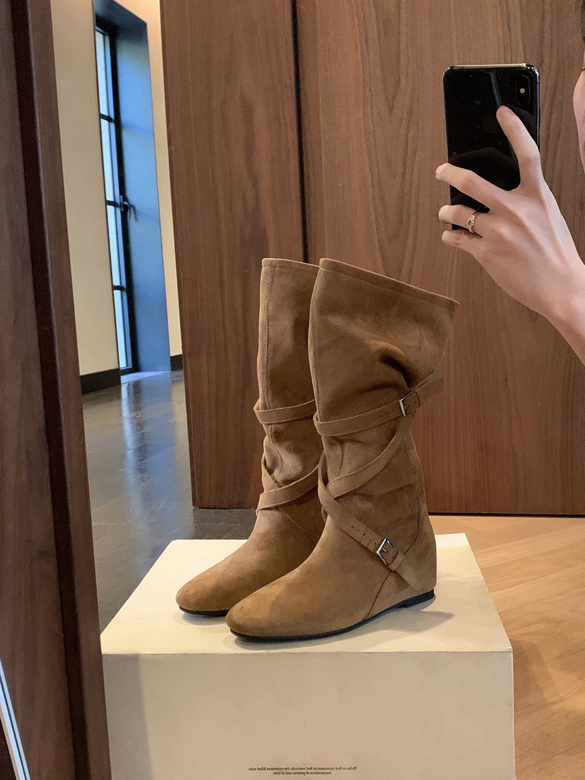 Women's Genuine Retro Autumn Pile Style Slim Women's Leather Boots