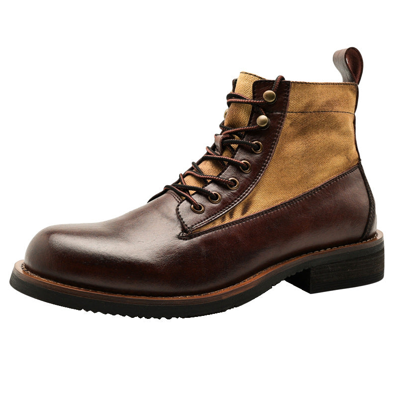 Men's Retro Ankle Worker Round Head Machine British Men's Martin Boots