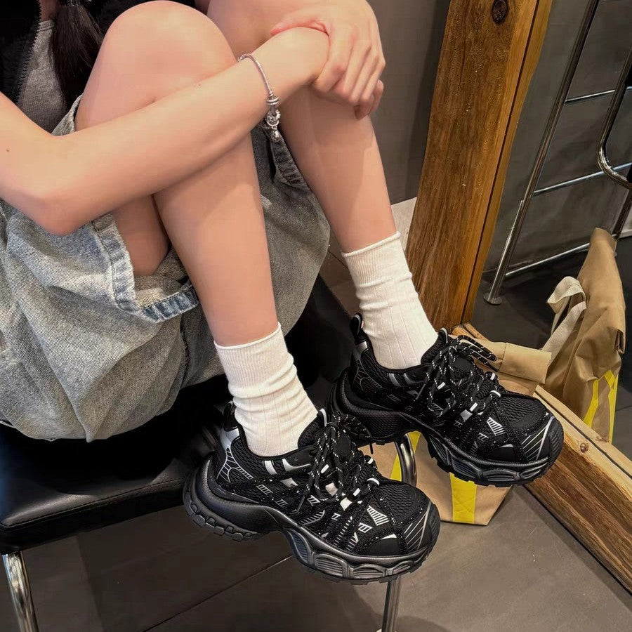 Women's Style Genuine Invisible Height Increasing Insole Dad Breathable Outdoor Mountaineering Sneakers