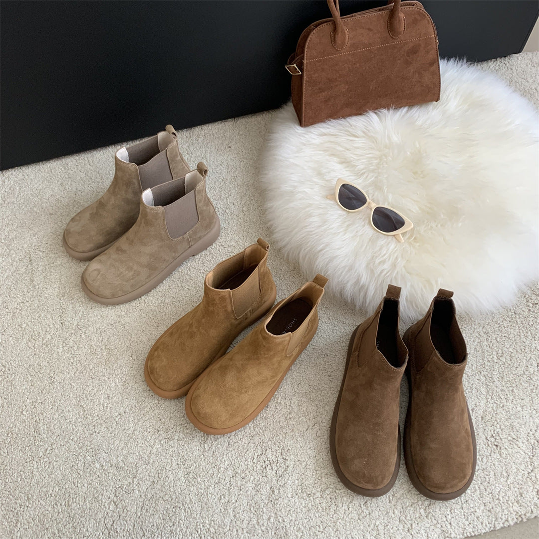Full Matte Martin Retro Platform Sleeve Rubber Band Boots