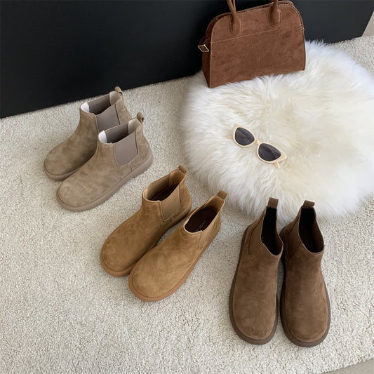 Full Matte Martin Retro Platform Sleeve Rubber Band Boots