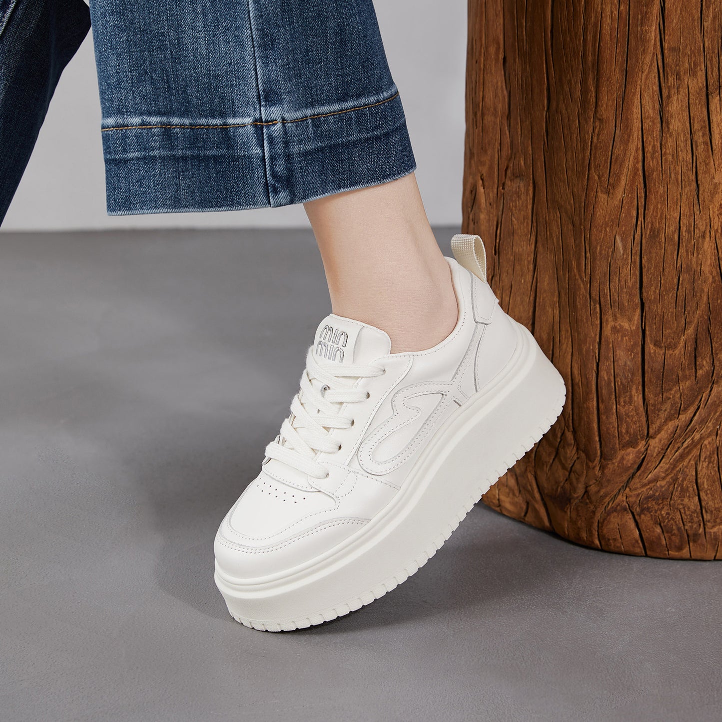 Women's Genuine Platform White Heightened Korean Style Lace Women's Casual Shoes