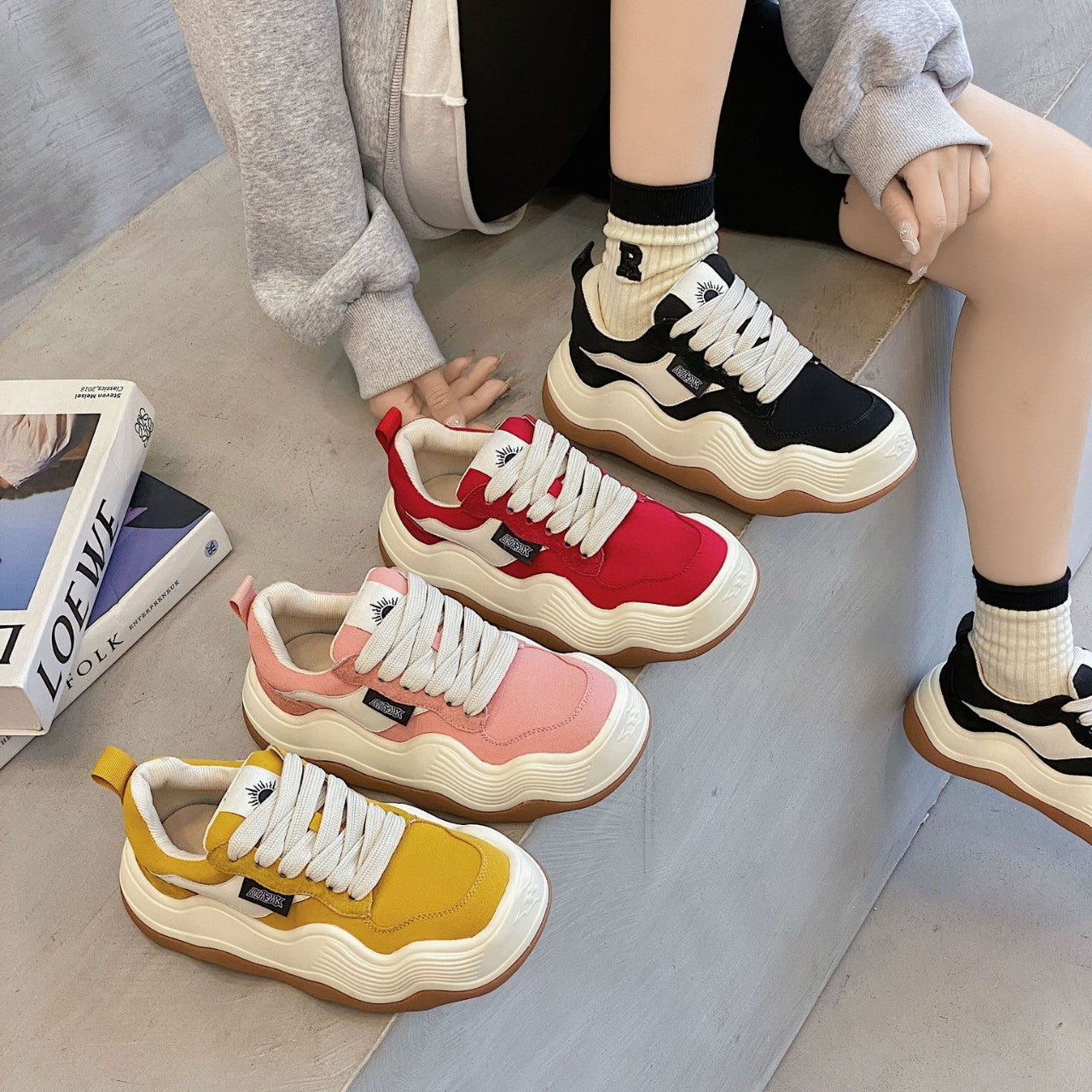 Ugly Cute Big Head Bread Wave Women's Casual Shoes