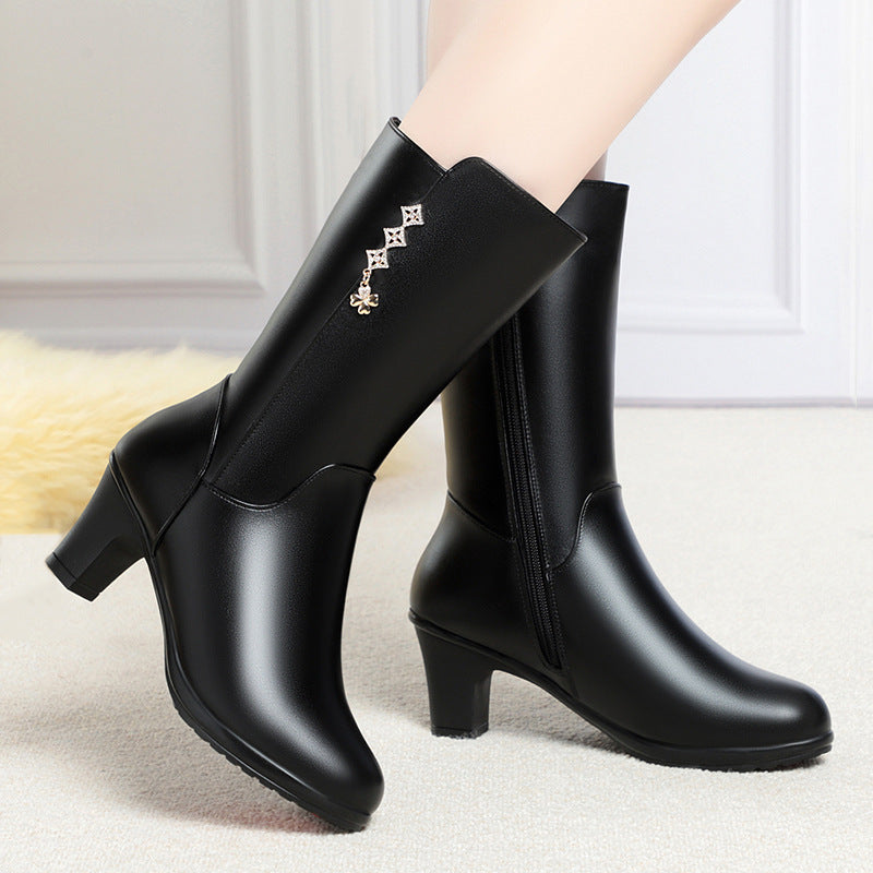 Mother Riding Female Fleece-lined Buskin Soft Boots