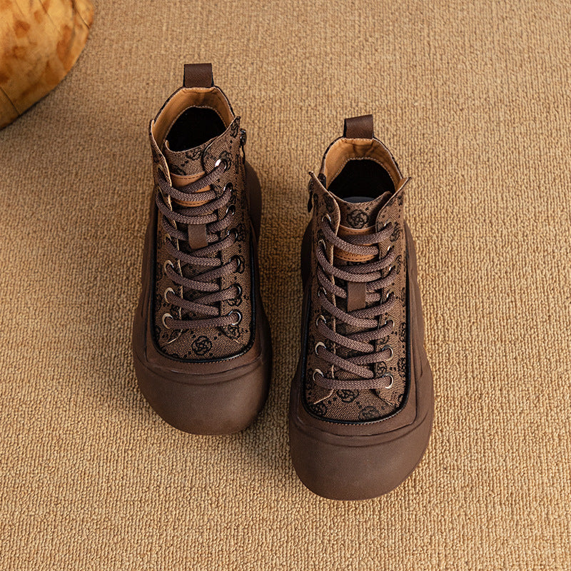 Women's Ankle Versatile Comfortable Fleece-lined Platform Martin Plus Women's Leather Boots