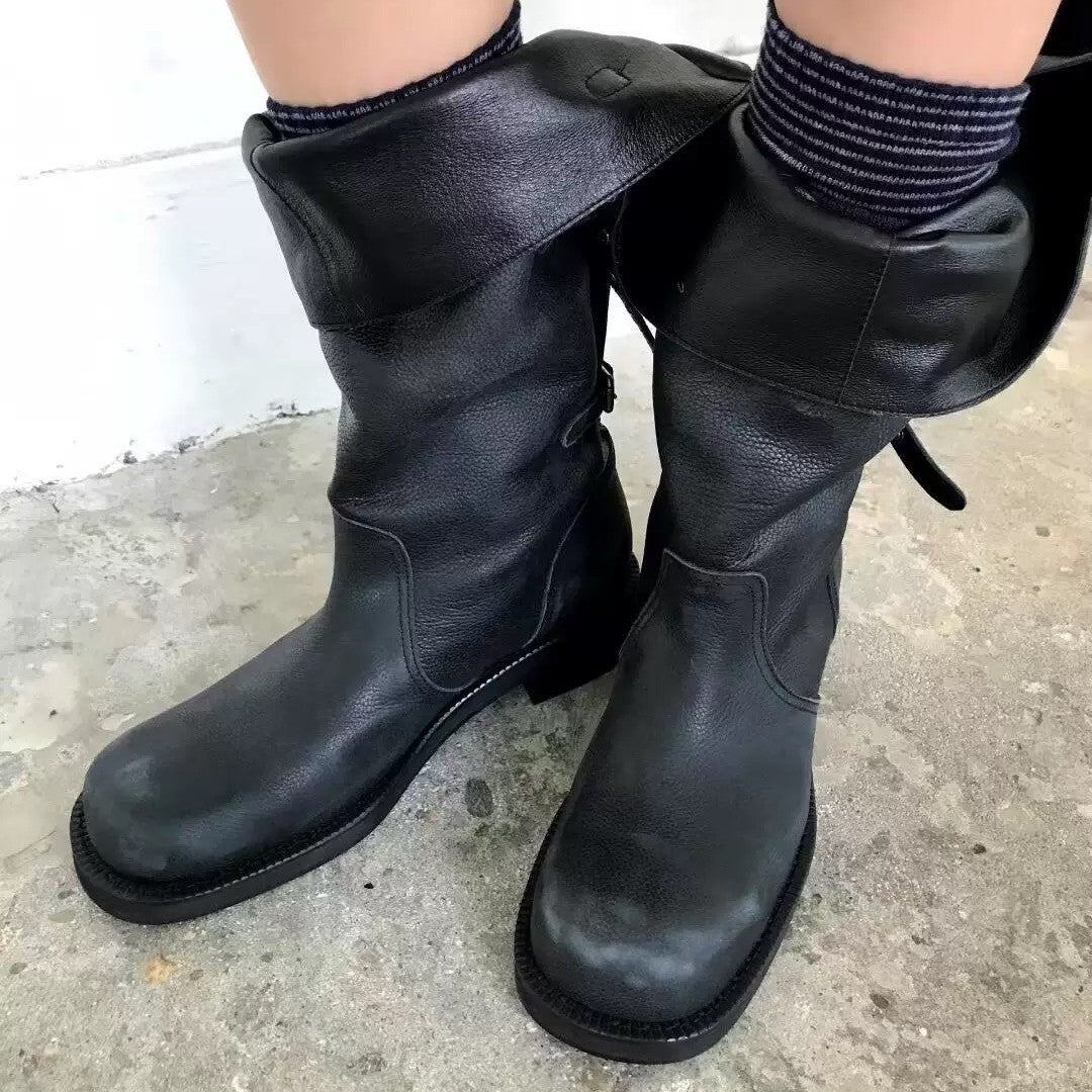 Women's Buckle Two Wear Thigh High Knight Women's Leather Boots
