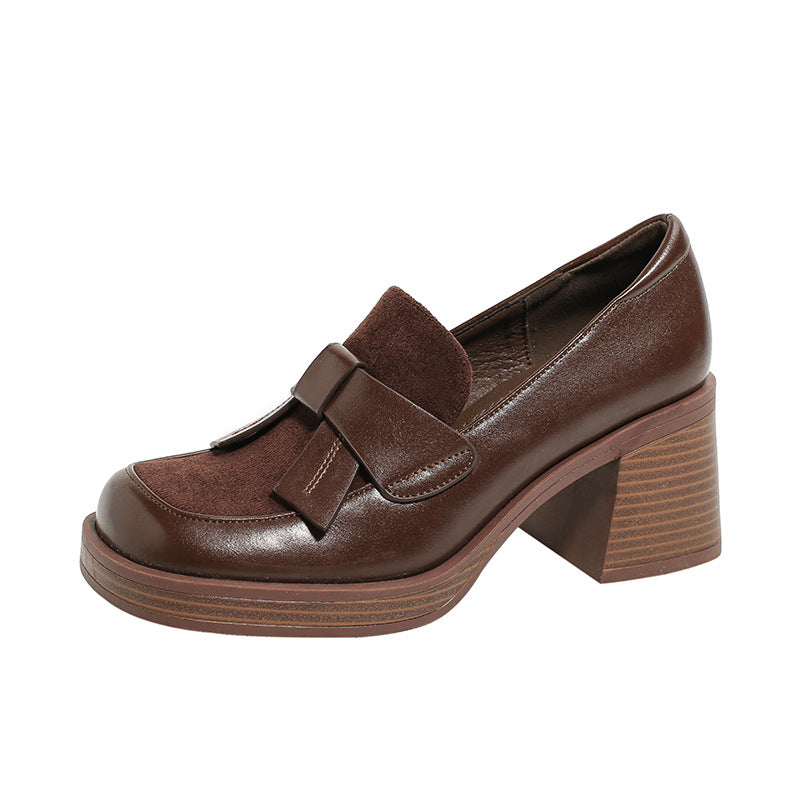 Women's Early Autumn Thin Chunky High Brown Women's Fashion Shoes