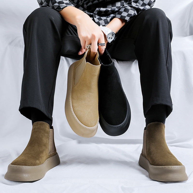 Men's British Style Chelsea Breathable Platform Elevator Ankle Boots
