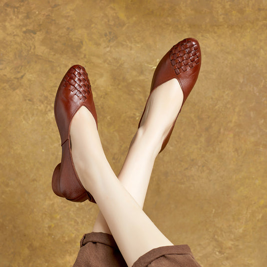 Genuine Hand-made Pointed Woven Foot Cover Women's Casual Shoes