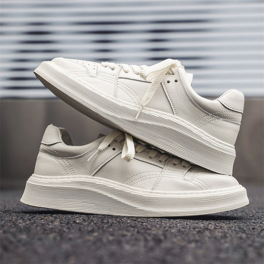 Trendy Fashion Thick Bottom Solid Color Summer Style Men's Casual Leather Shoes