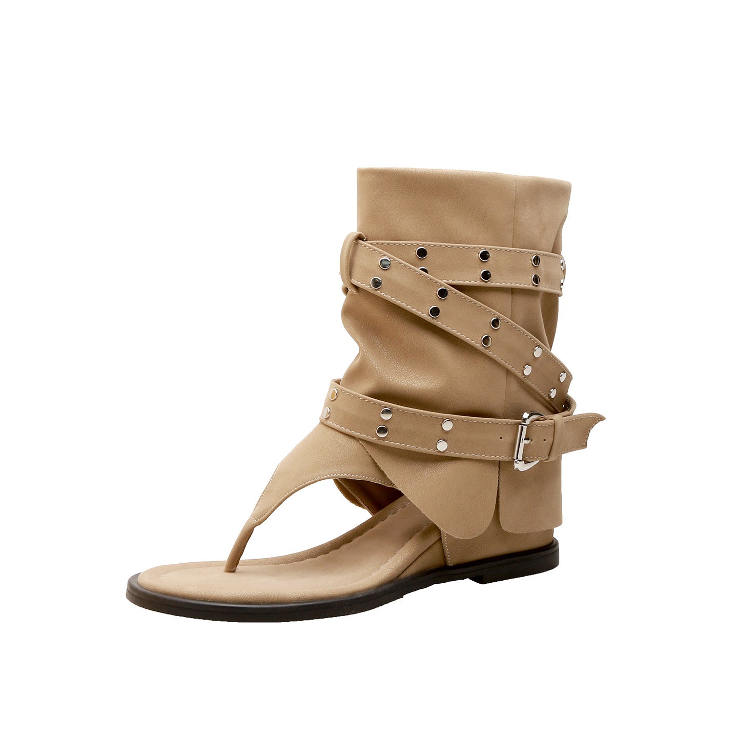 Women's Short Tube Summer Height Increasing Insole Rivet Pants Waste Soil Boots