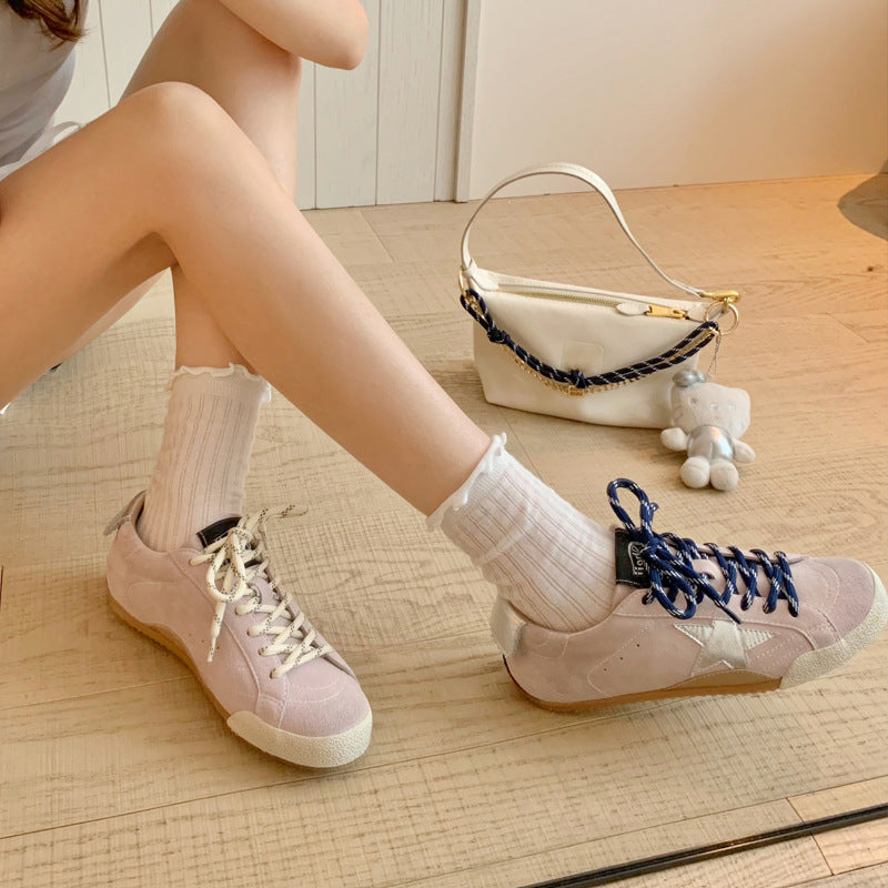 Women's Fashionable Versatile Genuine German Training Korean Style Distressed Sports Casual Shoes