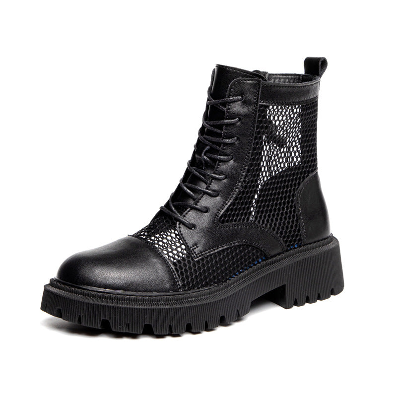 Women's Mesh Martin Summer Breathable Ankle Thick Women's Leather Boots
