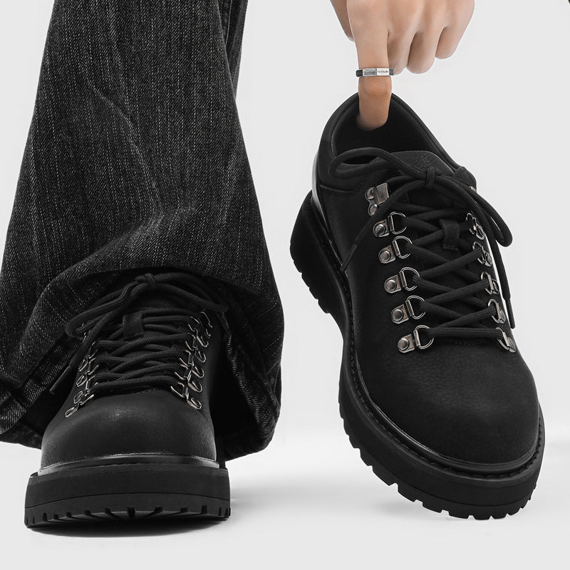 Toe Invisible Elevated Comfortable American Retro Classic Winter Commute Men's Casual Leather Shoes
