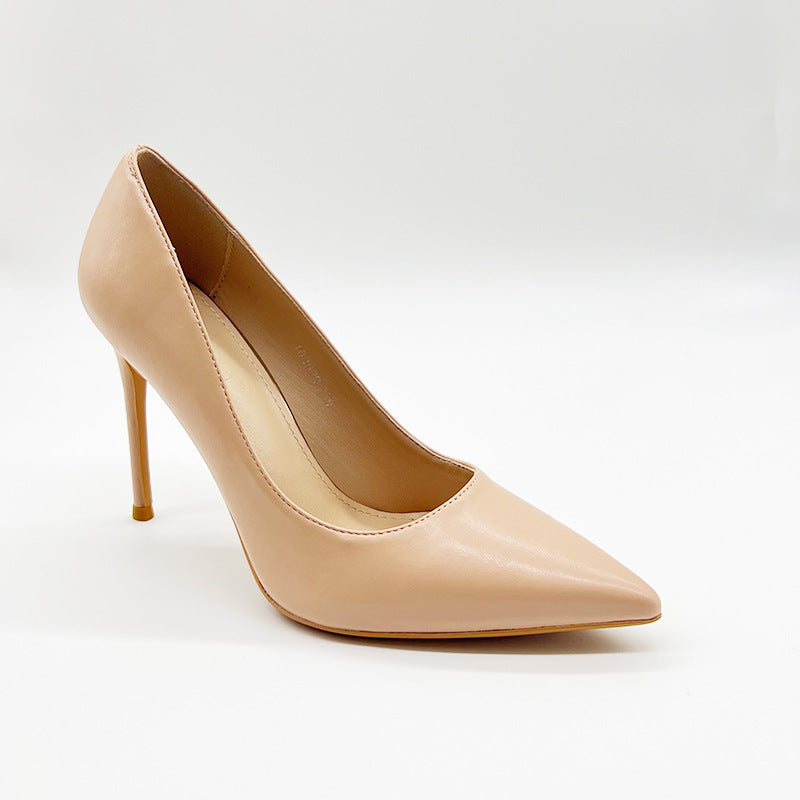 Women's Style Temperament Pointed Toe Solid Color High Shallow Mouth Stiletto Women's Fashion Shoes