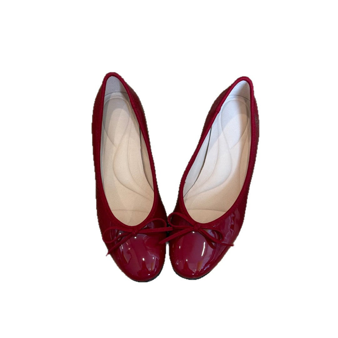 Slip-on Shallow Mouth Round Toe Bowknot Women's Fashion Shoes