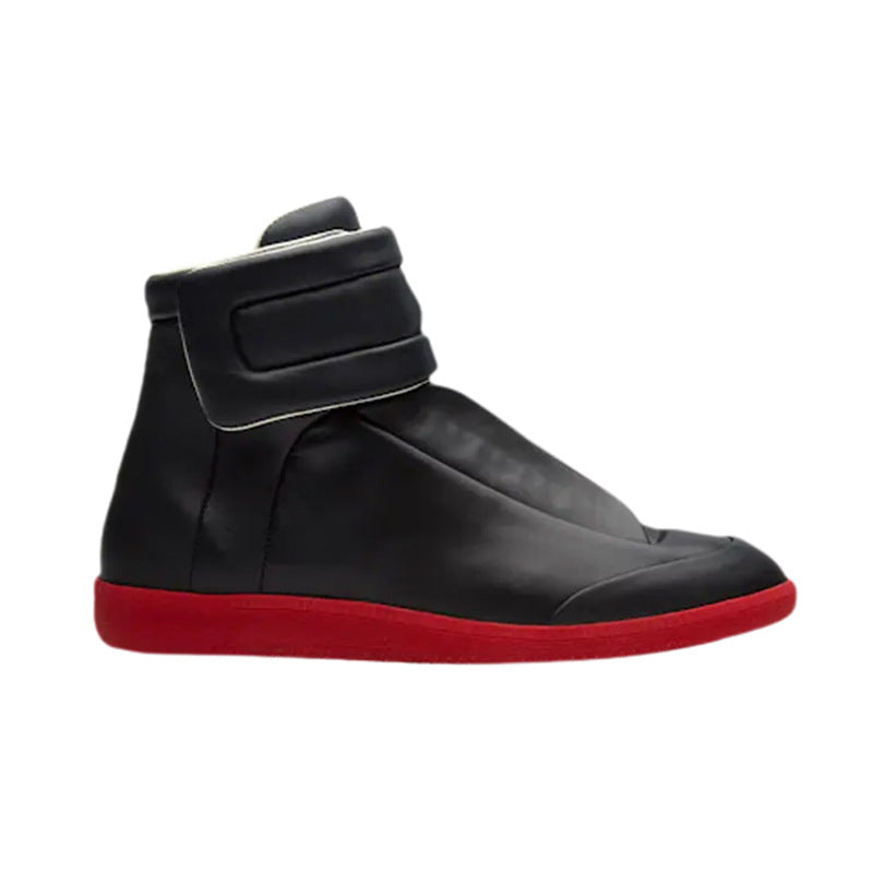 Men's Black White Red High Top Breathable Men's Martin Boots