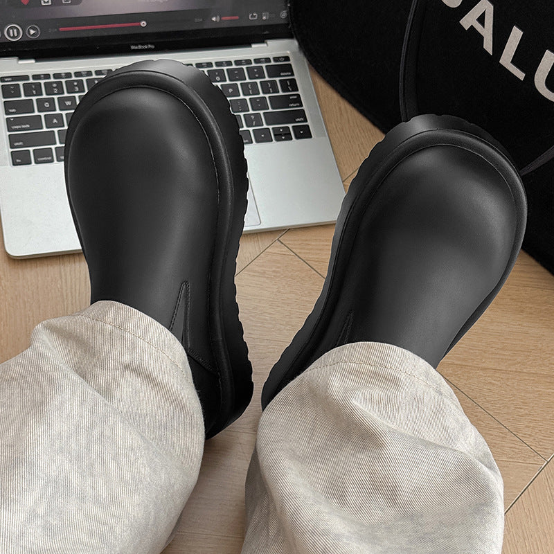 Mouth Pumps Fashion Slip-on Thick Bottom Leather Shoes