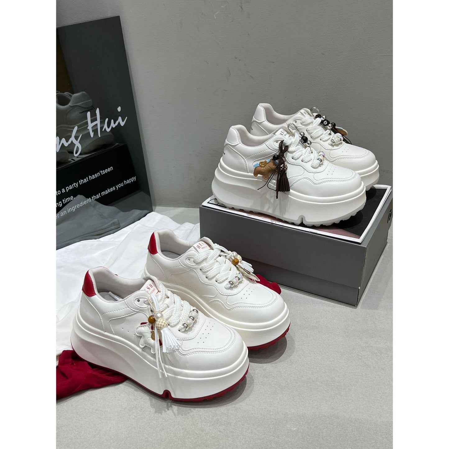 Women's Spring Platform Heightened White For Sneakers
