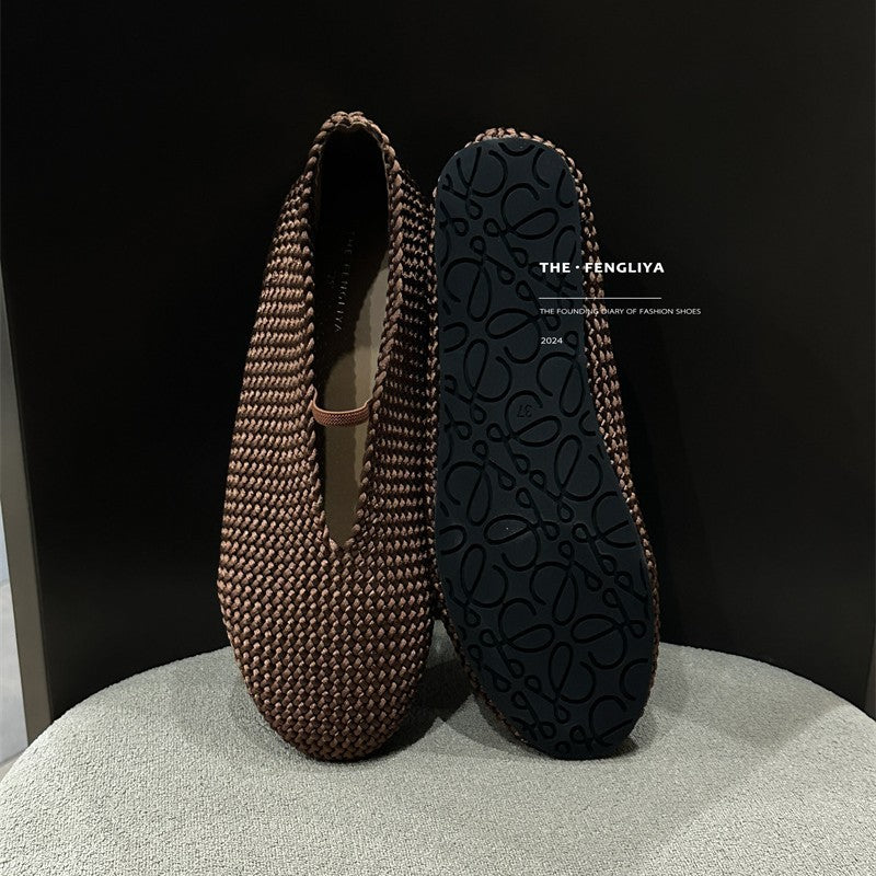 Style Autumn Fashionable Hand-woven Low-cut Flat Women's Fashion Shoes