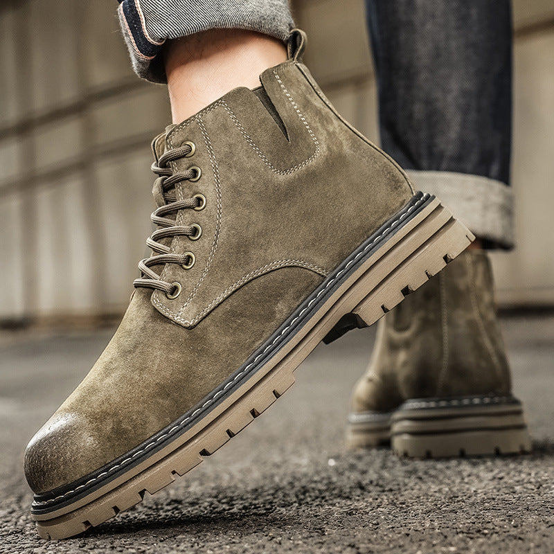 Men's Genuine Fashion Suede British Style Middle Men's Martin Boots