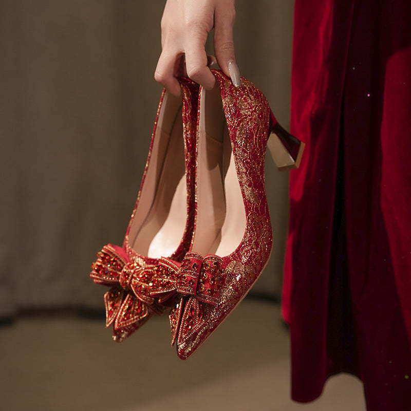 Wedding Red High Dress Chinese Style Bridal Plus Women's Fashion Shoes