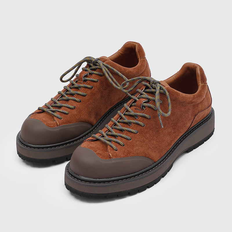 Men's Lace Loop Derby Outdoor Leisure Platform Height Increasing British Fashionable Men's Casual Leather Shoes