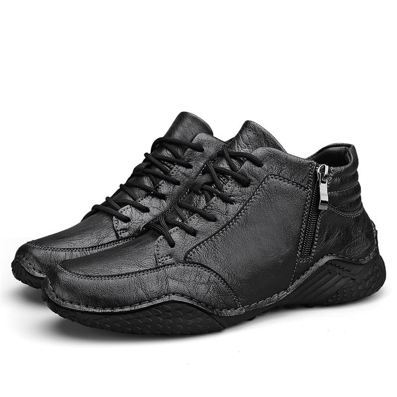 Men's Winter Martin Fashionable Genuine Cowhide With Men's Casual Leather Shoes