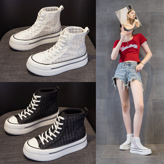Women's Korean Style Platform White Sports Single Women's Shoes