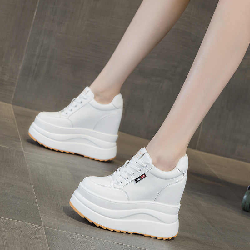 Women's Platform White Spring Height Increasing Insole Korean Style Women's Casual Shoes