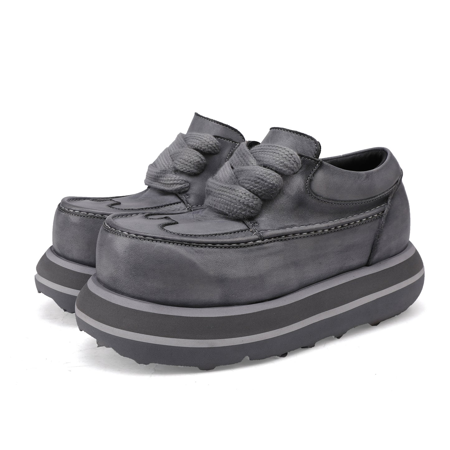 Women's Bottom Derby Washed Cowhide Retro Lace Women's Fashion Shoes