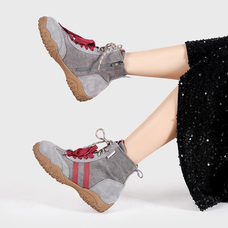 Women's Cowhide Version Boxing Winter Vintage Martin Height Women's Casual Shoes